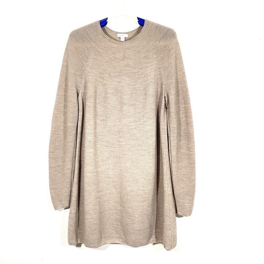 J JILL Tan Washable Merino Wool Pullover Knit Sweater Long Sleeve Tunic Small